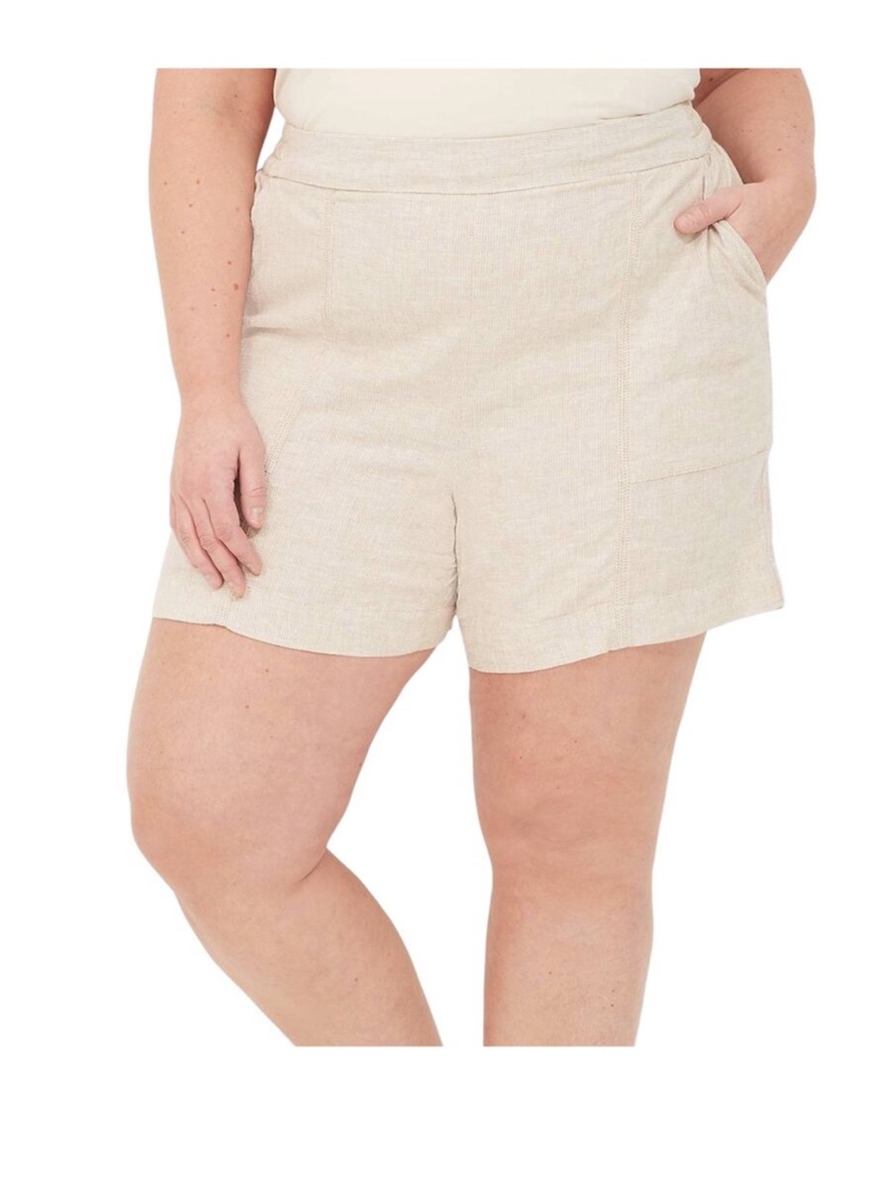Lane Bryant Linen Blend Shorts Coastal Neutral Natural 14 16